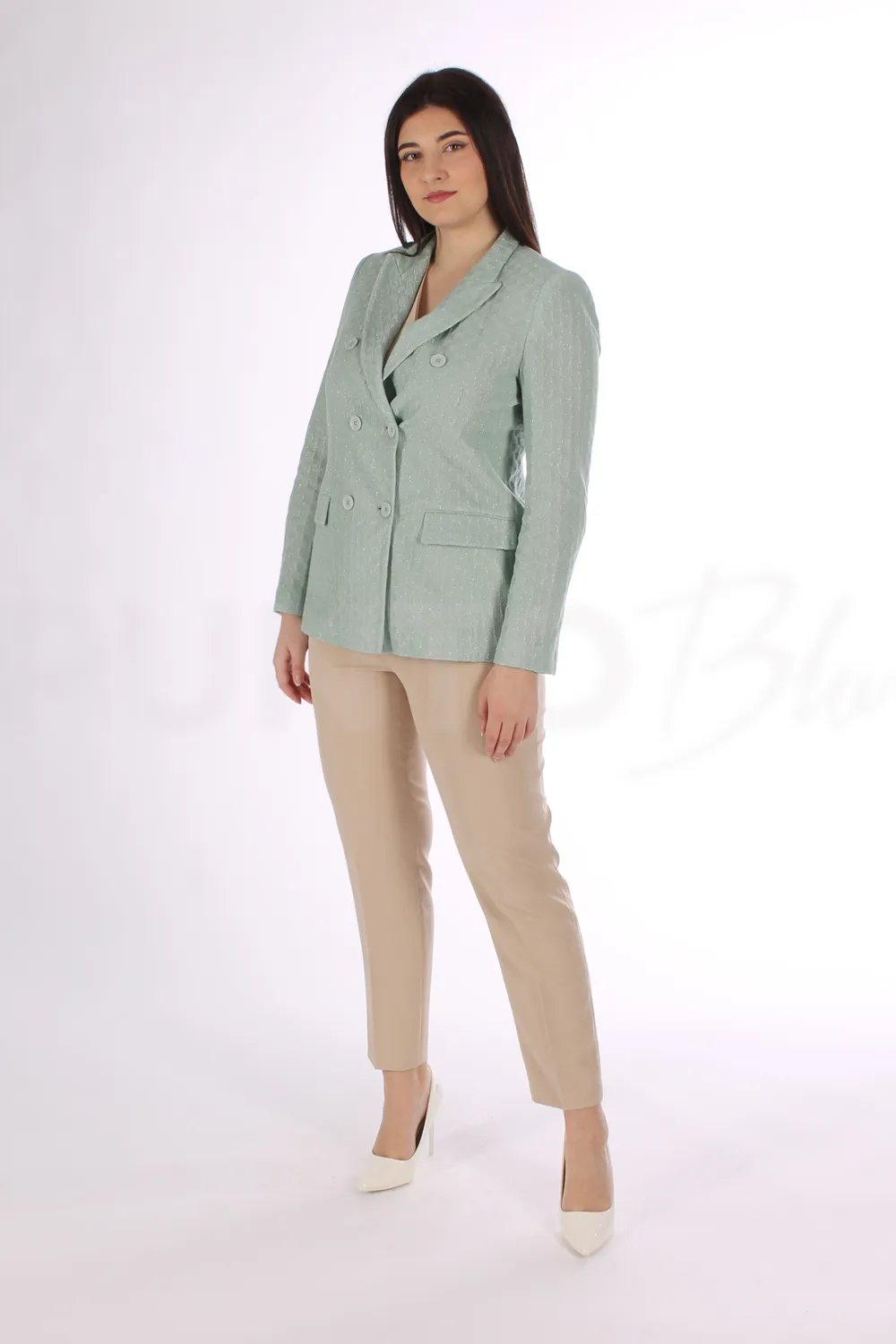 SEVENTY | GIACCA DOPPIOPETTO IN MAGLIA LUREX  - Punto Blu